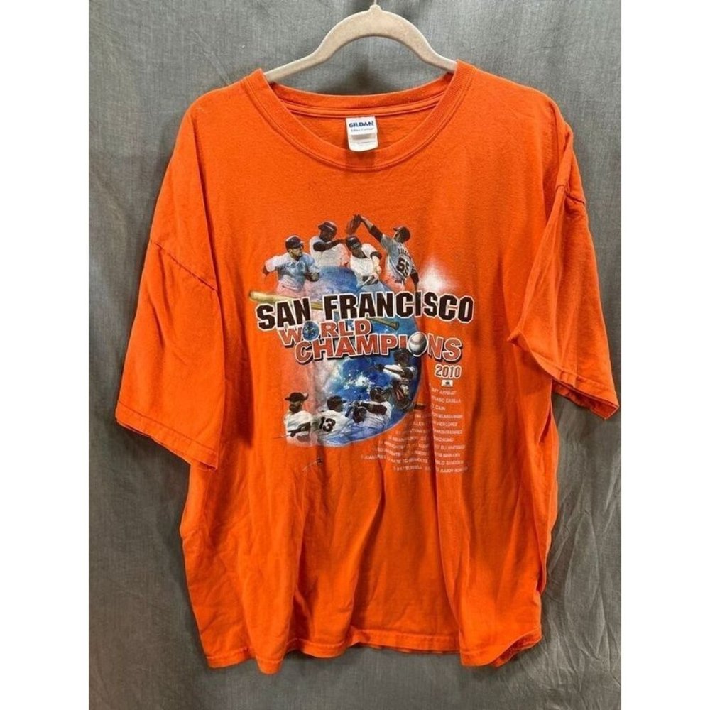 San Fransisco Giants 2010 Champions Shirt Adult 2XL Orange Short Sleeve Tee Mens
